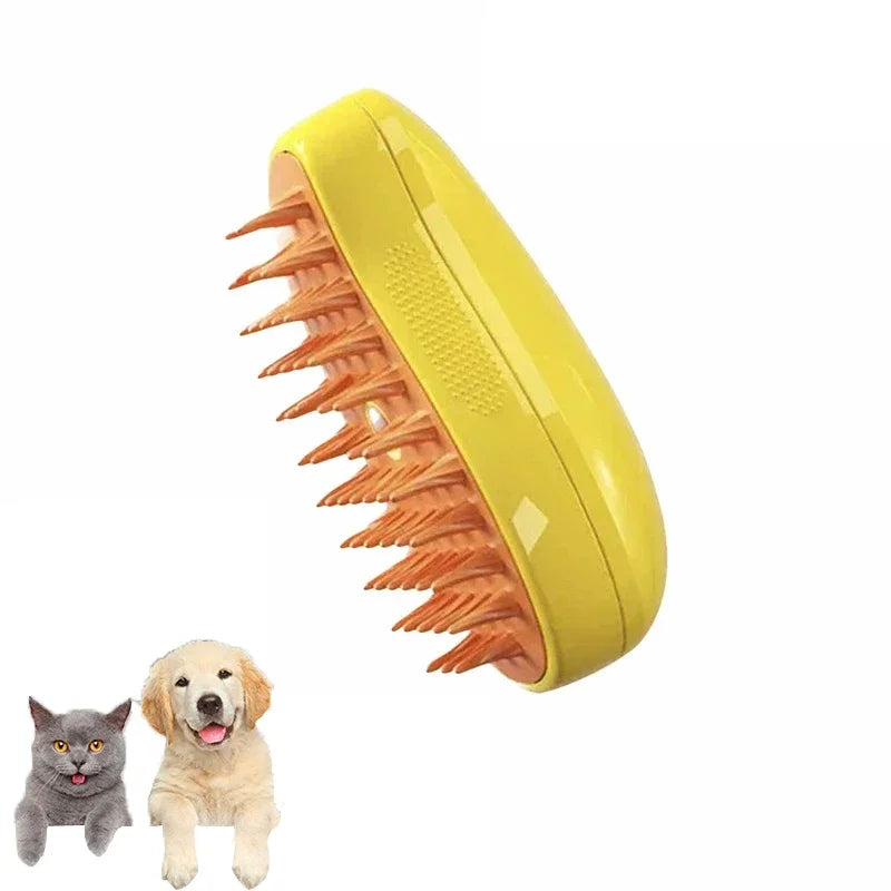3-in-1 Steam Brush for Dogs & Cats – Electric Grooming Brush with Spray, Massage & Detangling
