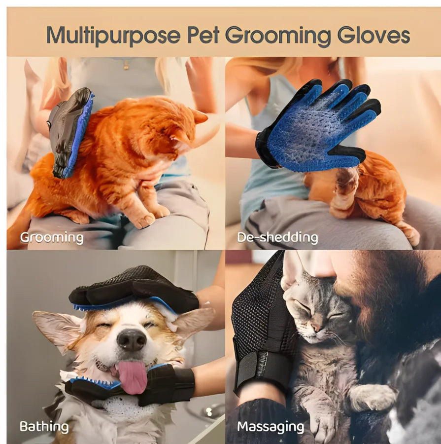 Silicone Pet Grooming Glove – Deshedding Brush for Dogs & Cats