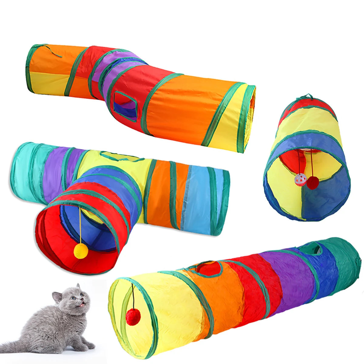 Foldable Cat Tunnel Toy – S, T & Y-Shape Crinkle Play Tunnel
