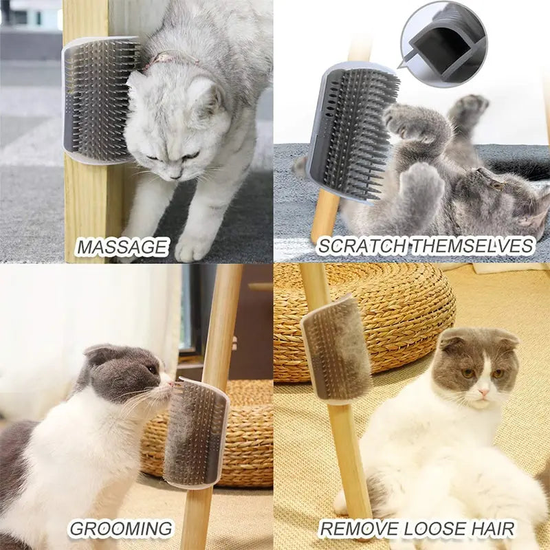 Cat Corner Grooming Brush – Self-Massage Hair Removal Scratcher