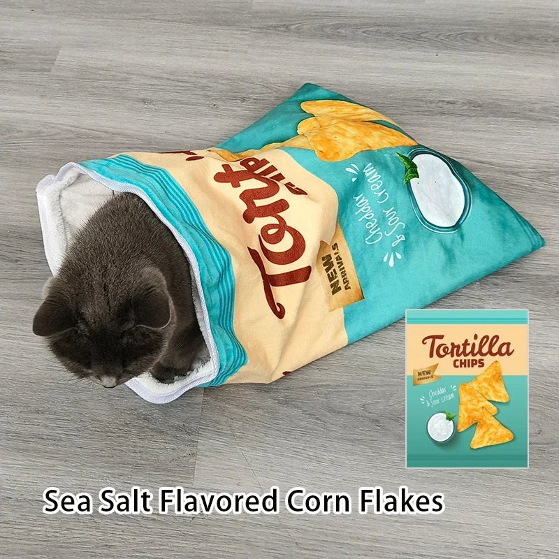 Collapsible Cat Tunnel Toy – Fun Food-Themed Designs with Crinkle & Hanging Toys