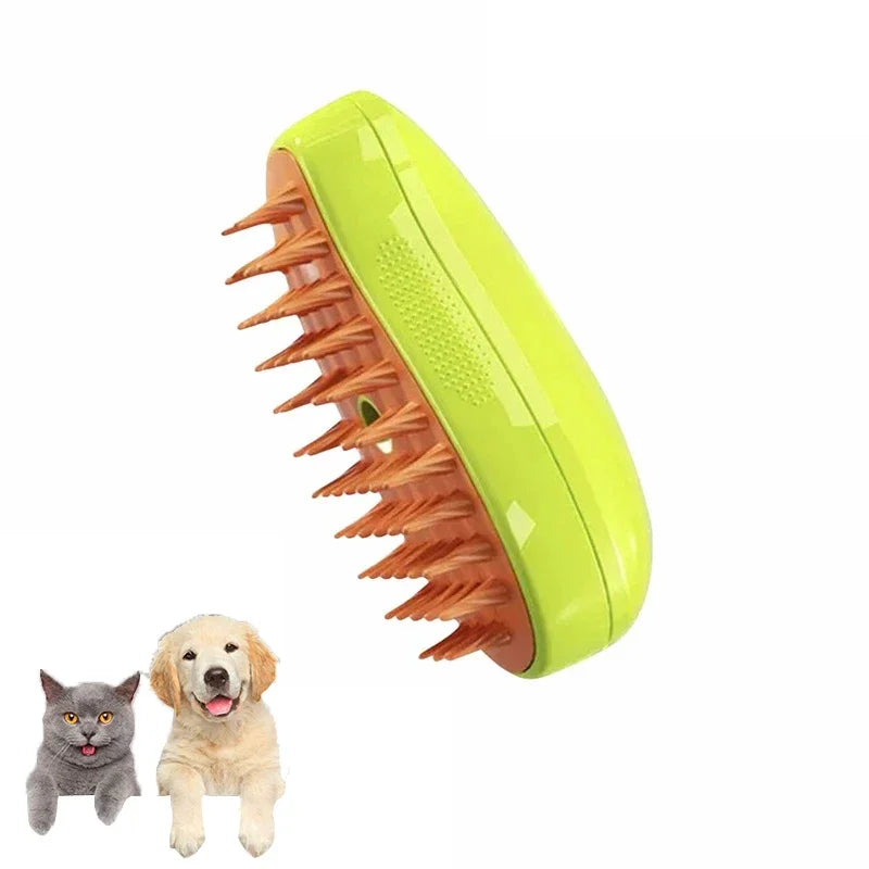 3-in-1 Steam Brush for Dogs & Cats – Electric Grooming Brush with Spray, Massage & Detangling