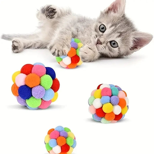 Cat Ball Toy Set – Plush, Bell & Woolen Balls for Cats