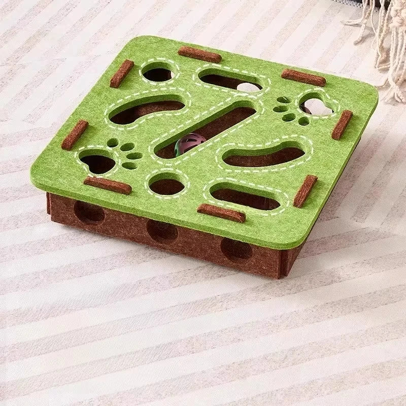Cat Puzzle Felt Box – Interactive Hunting Toy for Indoor Cats