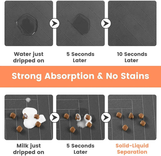 Absorbent Pet Feeding Mat – Non-Slip Waterproof Placemat for Dogs & Cats
