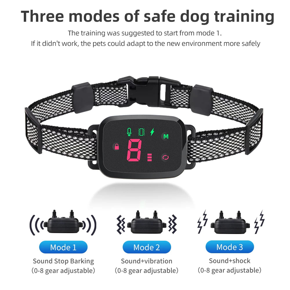 Smart Anti-Bark Dog Collar – Automatic No-Bark Training Collar with HD Display, Modes & IP67 Waterproof