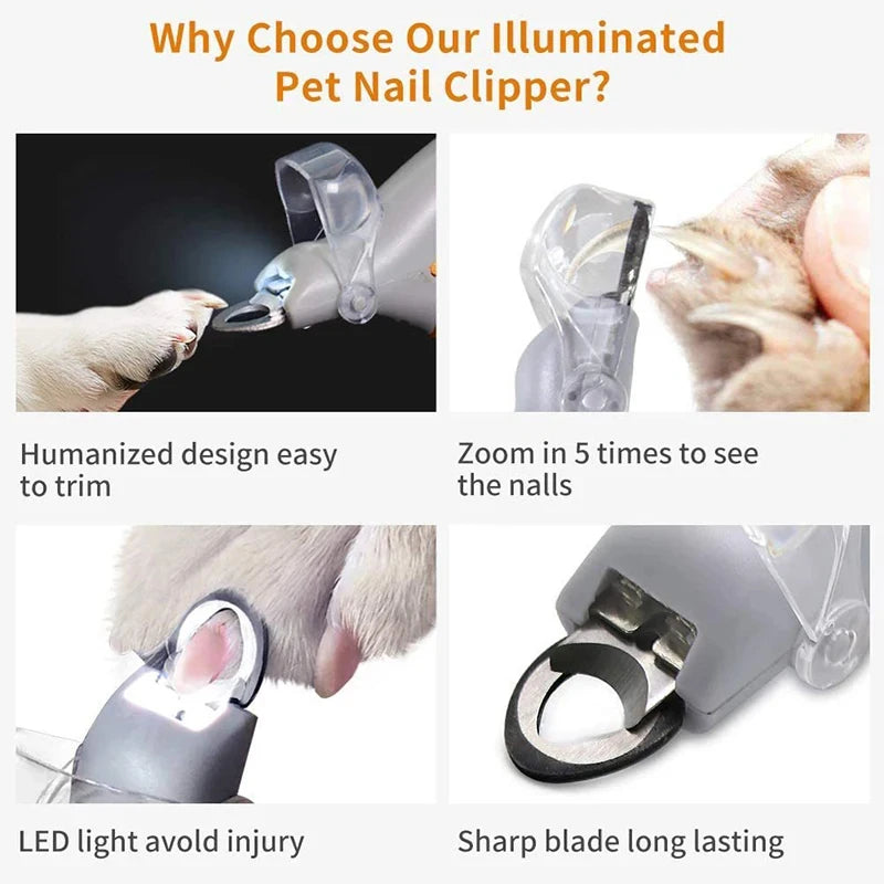 Pet Nail Clipper with LED Light – Safe & Precise Trimming