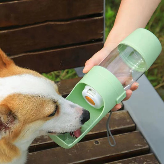 Portable 2-in-1 Pet Water & Food Bottle – Travel Feeder for Dogs & Cats