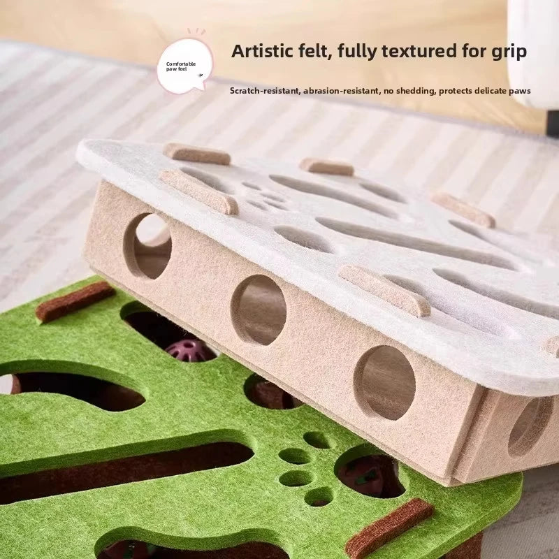 Cat Puzzle Felt Box – Interactive Hunting Toy for Indoor Cats