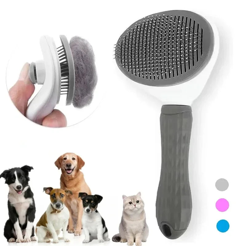 Self-Cleaning Pet Slicker Brush – Dog & Cat Grooming Comb