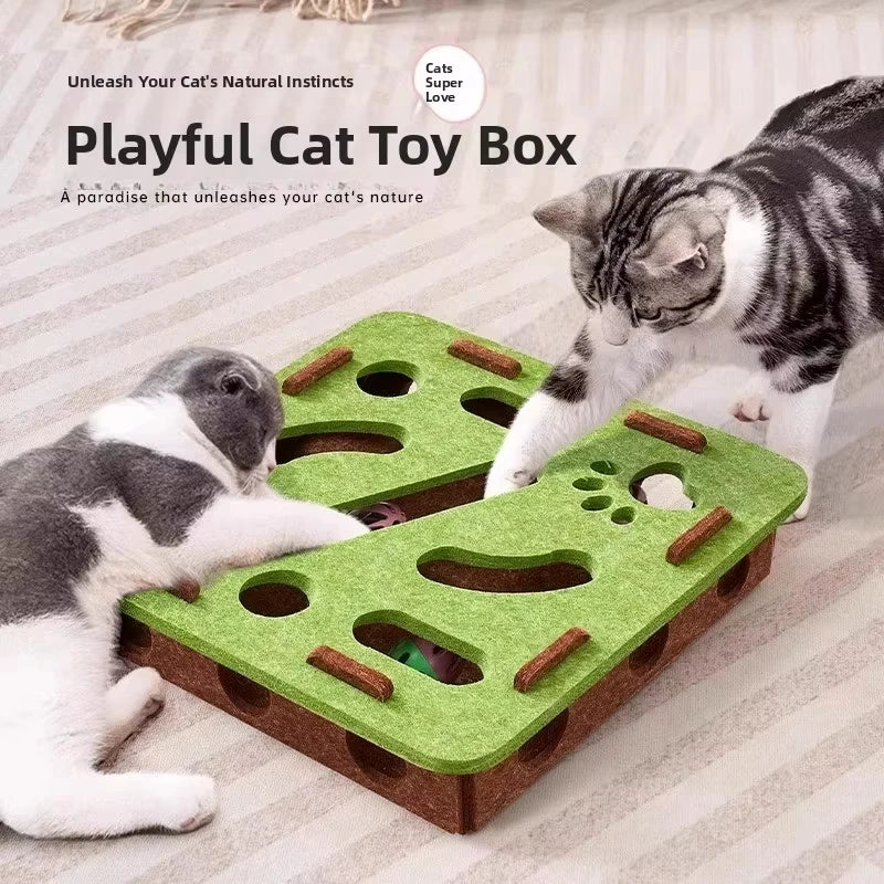 Cat Puzzle Felt Box – Interactive Hunting Toy for Indoor Cats