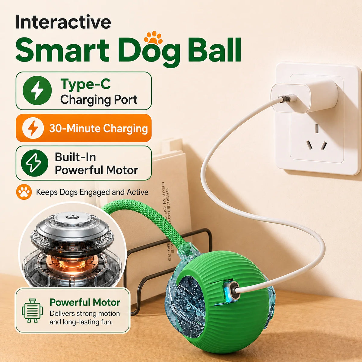 Smart Auto-Rolling Ball Toy for Dogs – USB Rechargeable 2026