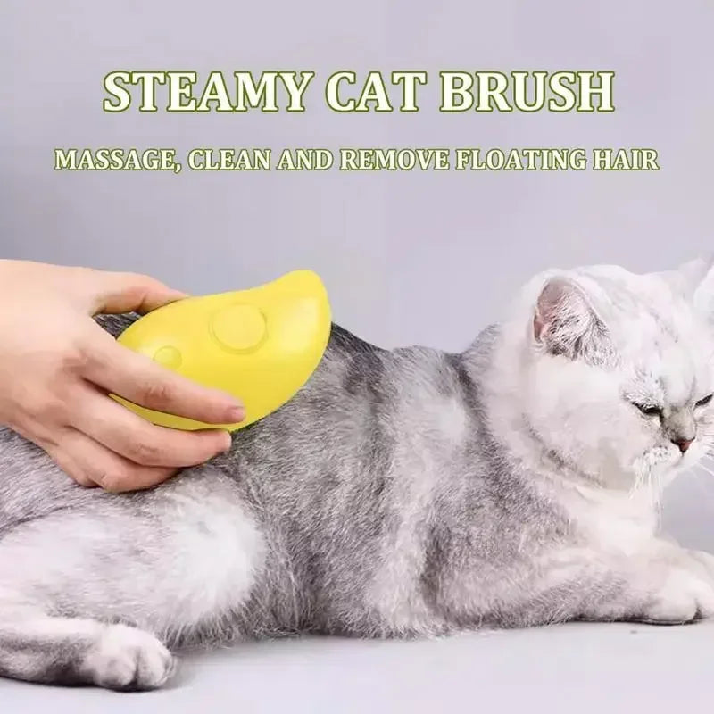 3-in-1 Steam Brush for Dogs & Cats – Electric Grooming Brush with Spray, Massage & Detangling