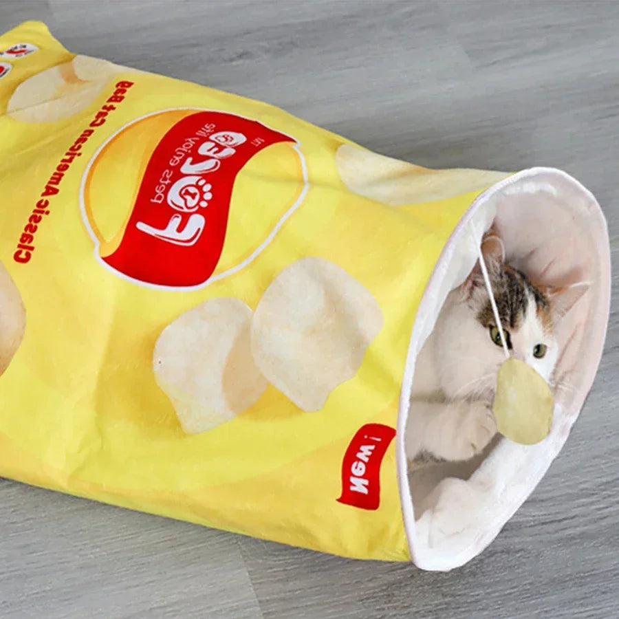 Collapsible Cat Tunnel Toy – Fun Food-Themed Designs with Crinkle & Hanging Toys