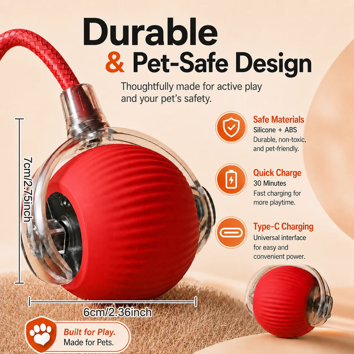 Smart Auto-Rolling Ball Toy for Dogs – USB Rechargeable 2026