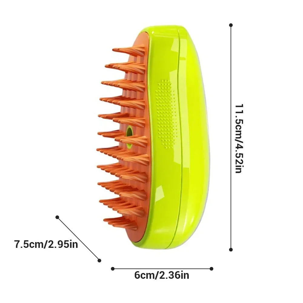 3-in-1 Steam Brush for Dogs & Cats – Electric Grooming Brush with Spray, Massage & Detangling