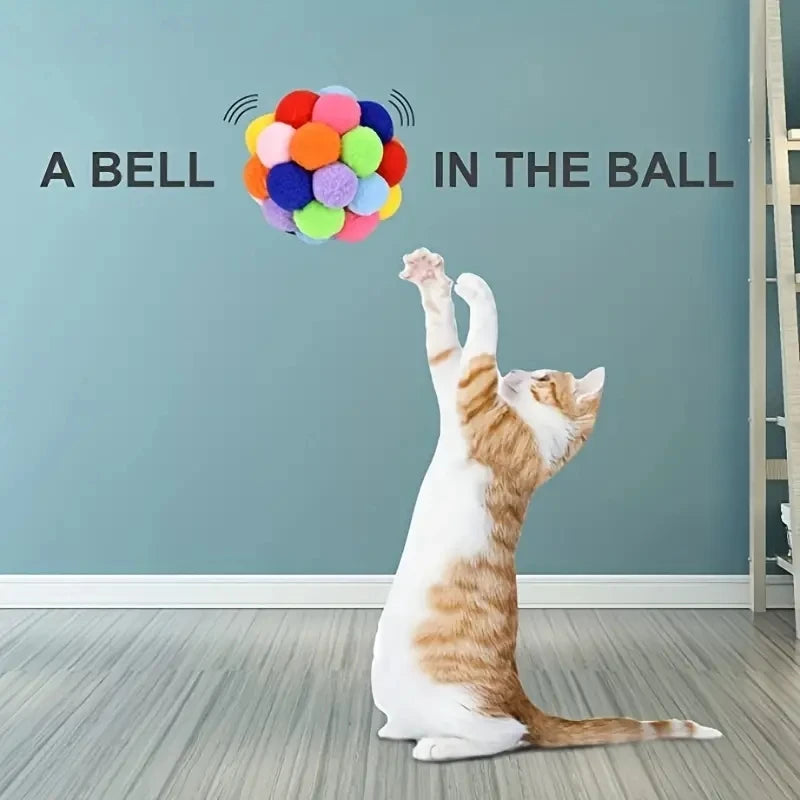 Cat Ball Toy Set – Plush, Bell & Woolen Balls for Cats