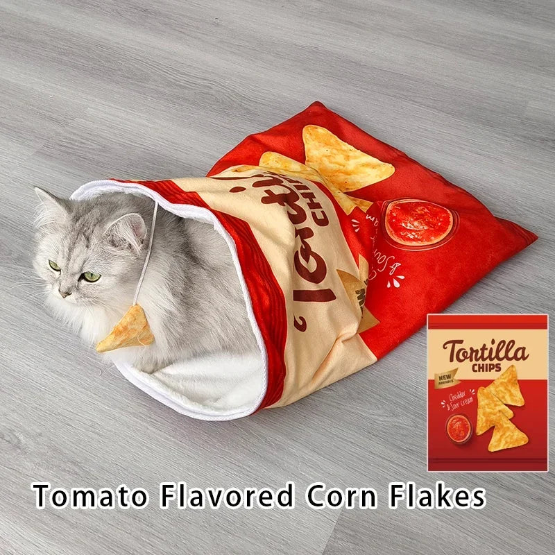 Collapsible Cat Tunnel Toy – Fun Food-Themed Designs with Crinkle & Hanging Toys