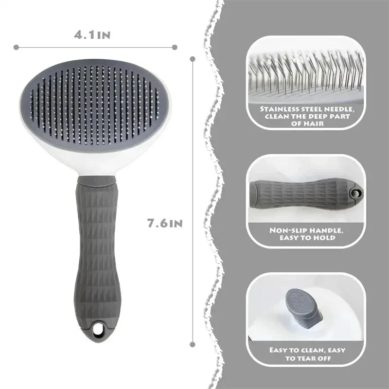 Self-Cleaning Pet Slicker Brush – Dog & Cat Grooming Comb