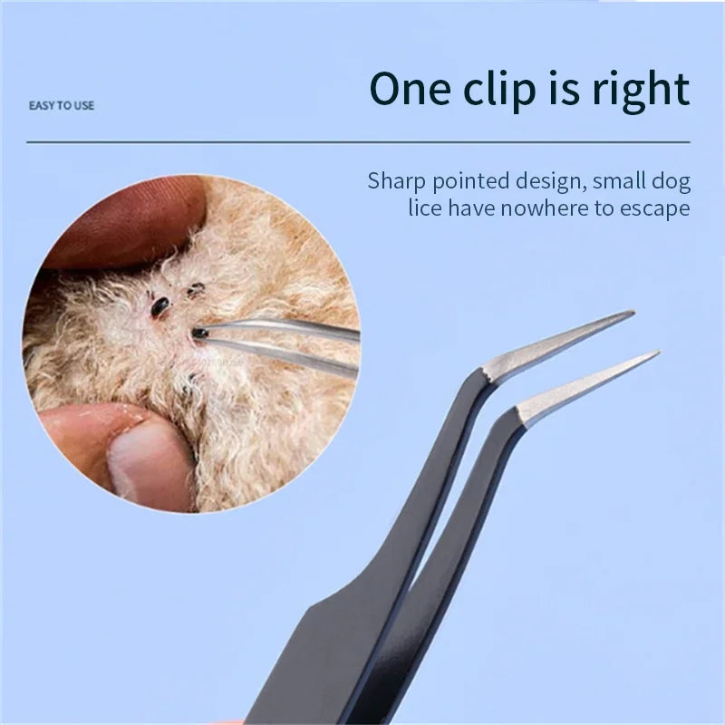 2-in-1 Tick & Flea Remover Tool for Dogs, Cats & Humans – Professional Stainless Steel Tweezers