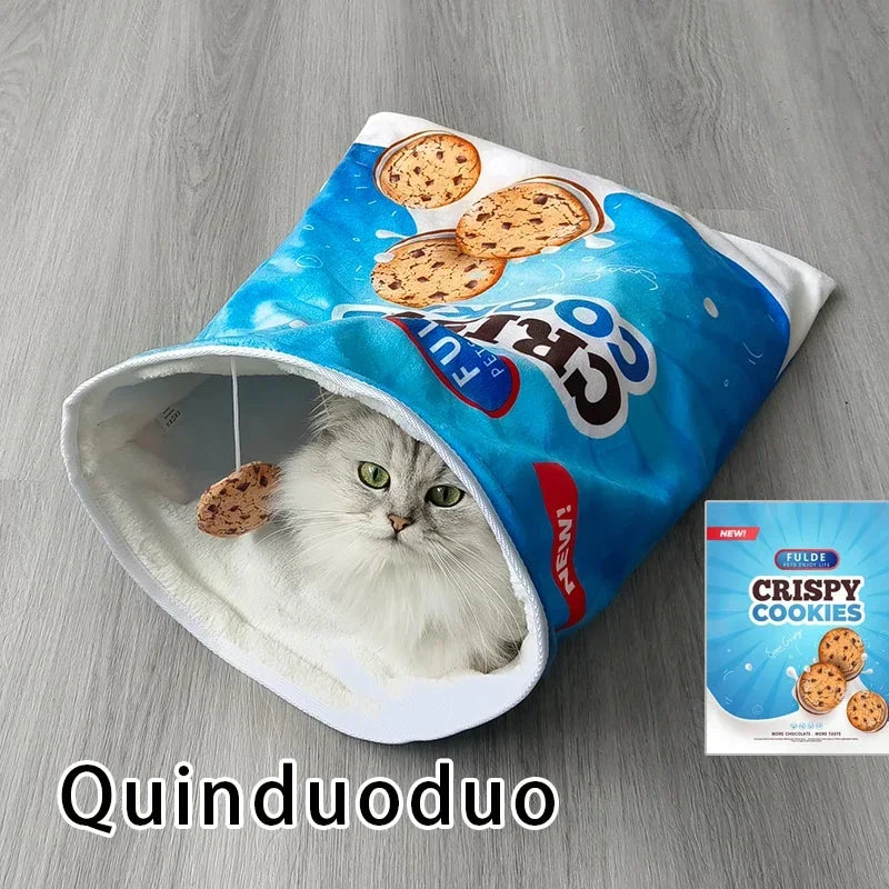 Collapsible Cat Tunnel Toy – Fun Food-Themed Designs with Crinkle & Hanging Toys