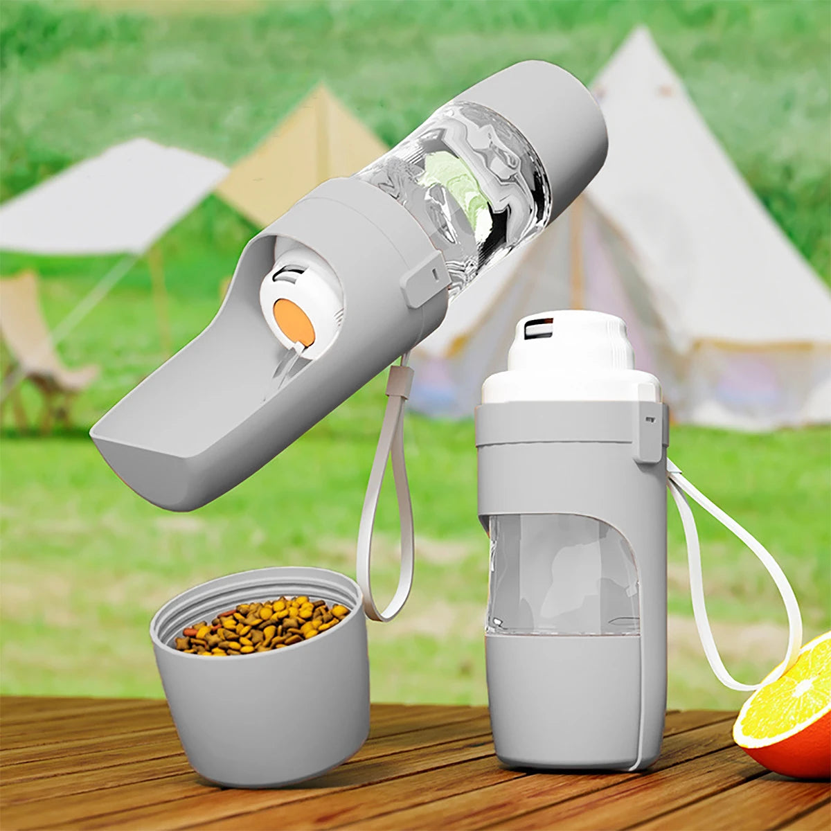 Portable 2-in-1 Pet Water & Food Bottle – Travel Feeder for Dogs & Cats