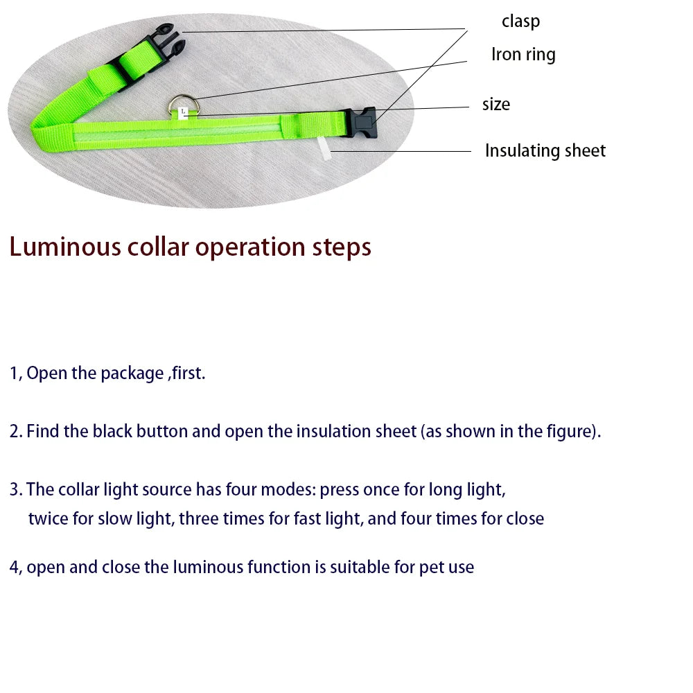 LED Safety Dog Collar – Glow in the Dark & Flashing Light