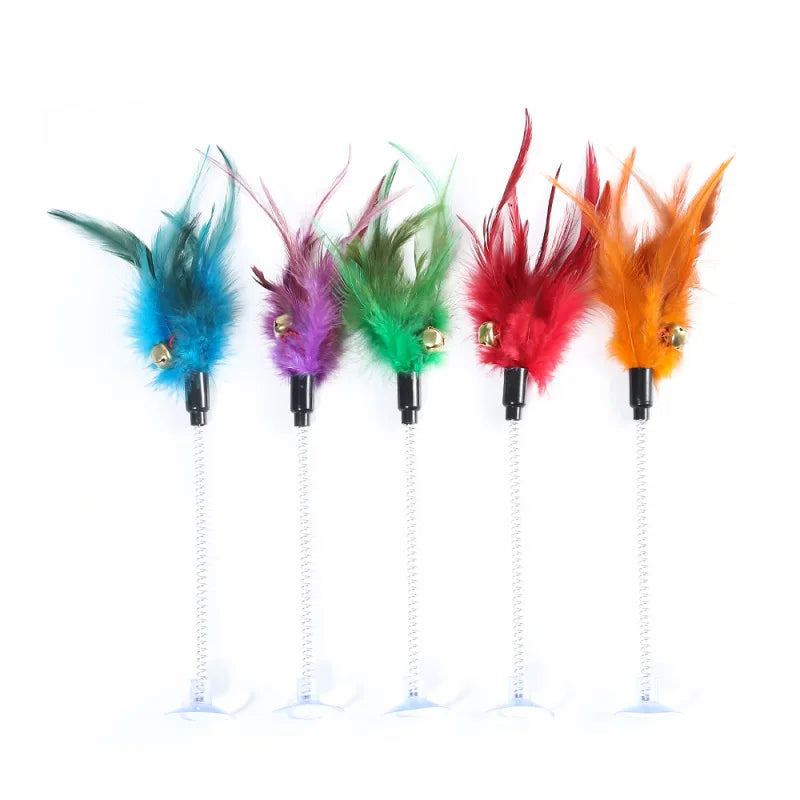 Cat Feather Wand Toy – Interactive Teaser Stick with Bell