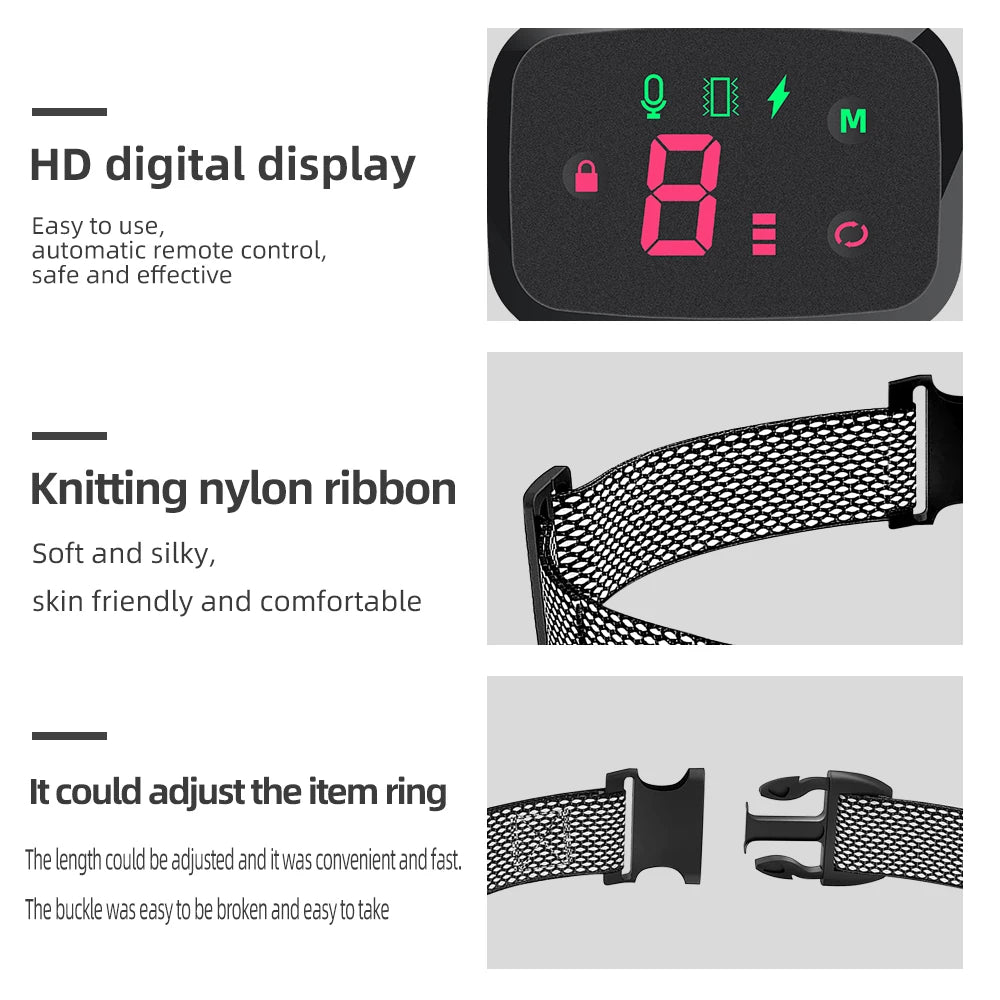 Smart Anti-Bark Dog Collar – Automatic No-Bark Training Collar with HD Display, Modes & IP67 Waterproof
