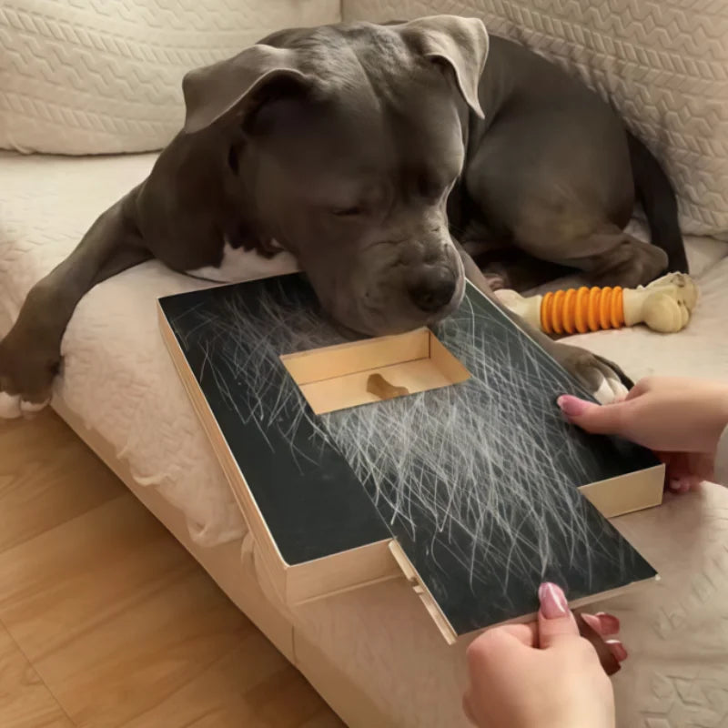 Wooden Dog Scratching Board with Treat Box & Nail Trimmer – 3-in-1 Interactive Toy