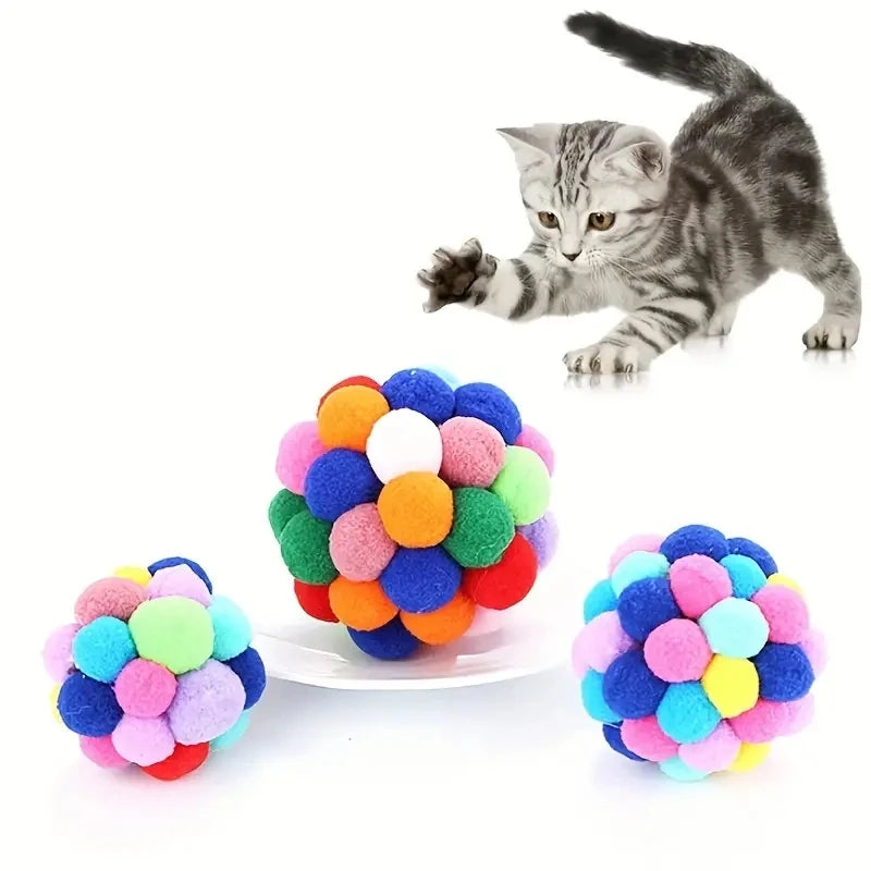 Cat Ball Toy Set – Plush, Bell & Woolen Balls for Cats
