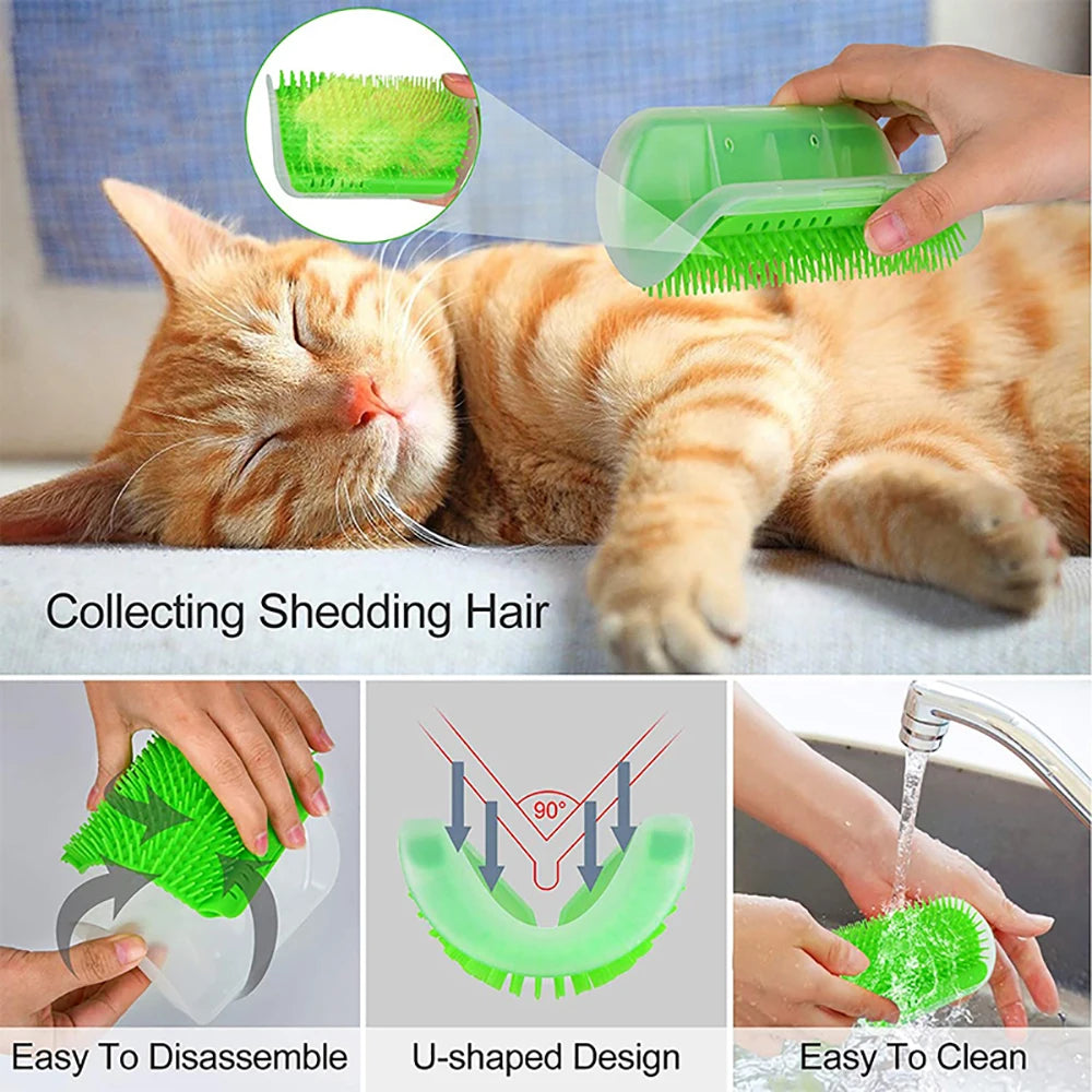 Cat Corner Grooming Brush – Self-Massage Hair Removal Scratcher