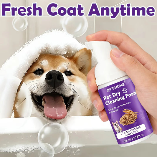 Waterless Dry Shampoo for Dogs & Cats – No-Rinse Foam, Deodorizing & Cleaning for Puppies & Kittens