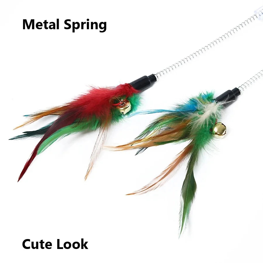 Cat Feather Wand Toy – Interactive Teaser Stick with Bell