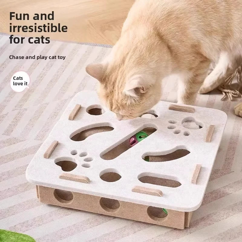 Cat Puzzle Felt Box – Interactive Hunting Toy for Indoor Cats