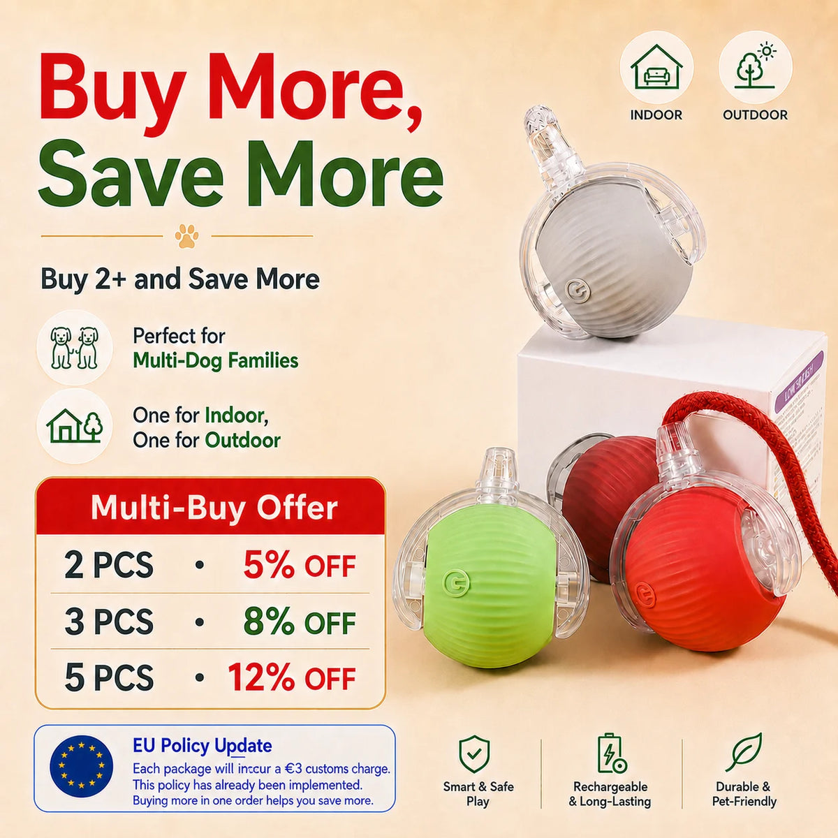 Smart Auto-Rolling Ball Toy for Dogs – USB Rechargeable 2026