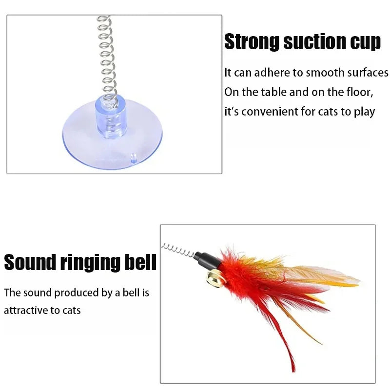 Cat Feather Wand Toy – Interactive Teaser Stick with Bell
