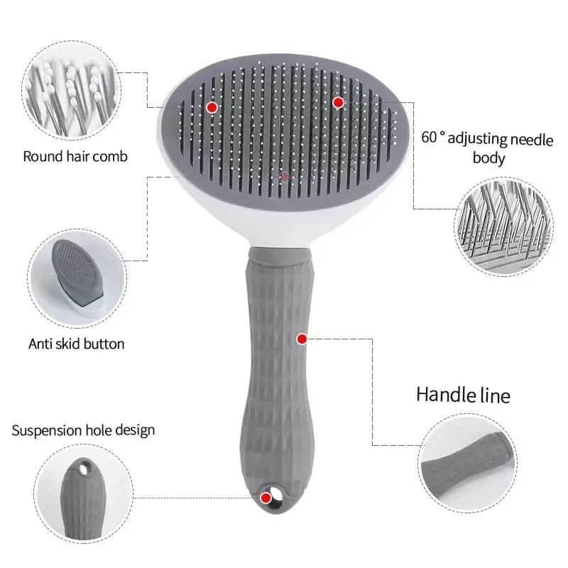 Self-Cleaning Pet Slicker Brush – Dog & Cat Grooming Comb