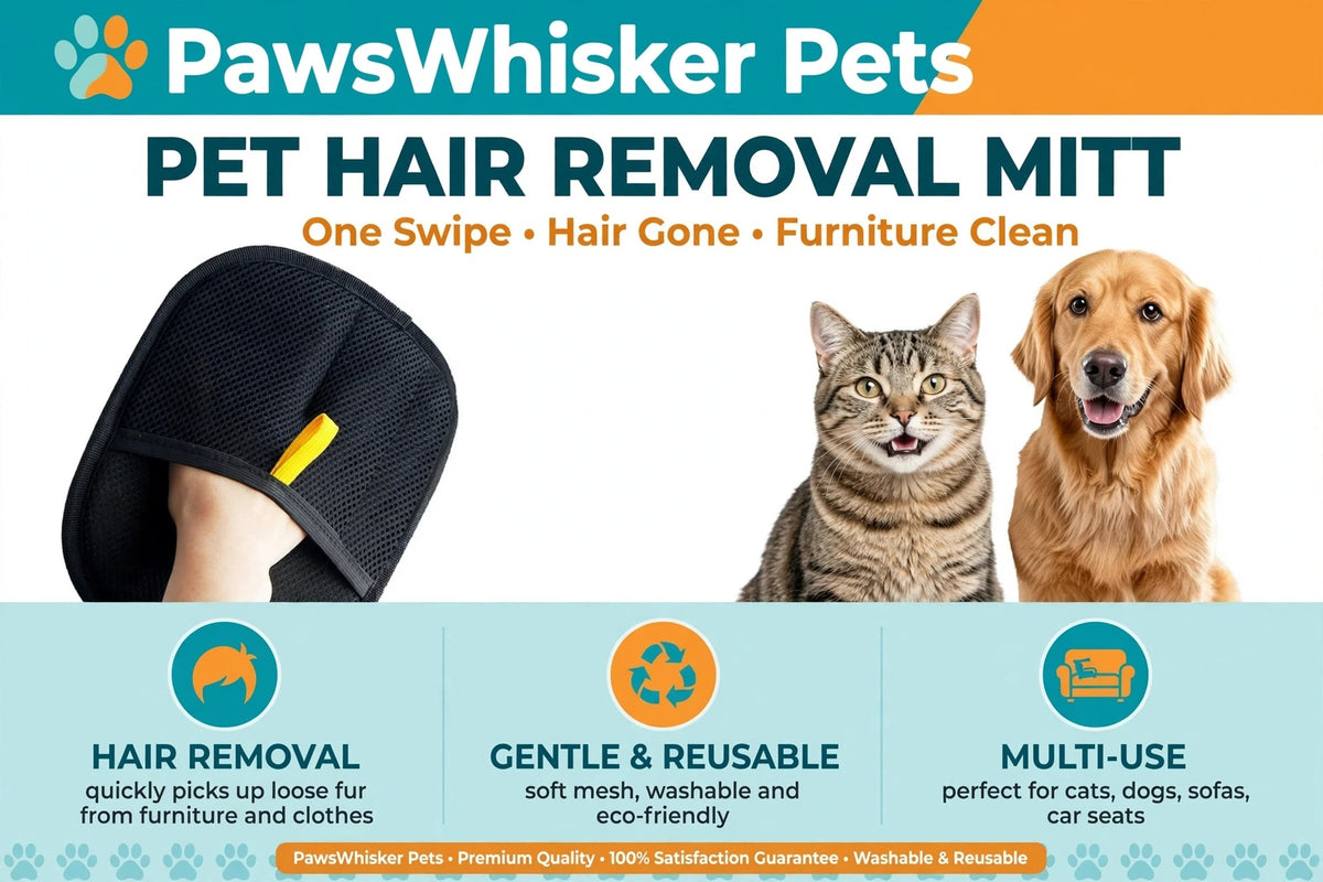 PawsWhisker Pets Pet Hair Removal Gloves – Reusable Double-Sided Grooming for Dogs & Cats